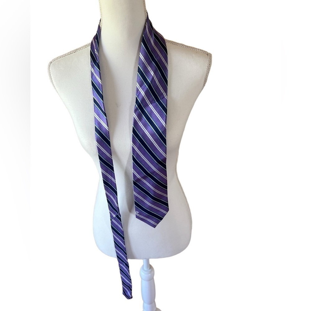 Stafford Purple Diagonal Striped‎ Classic Silk Neck Tie
